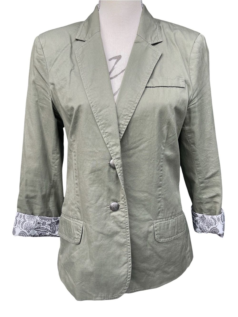 Simons Twik Olive Green Cotton Lined Blazer Jacket (L/XL)